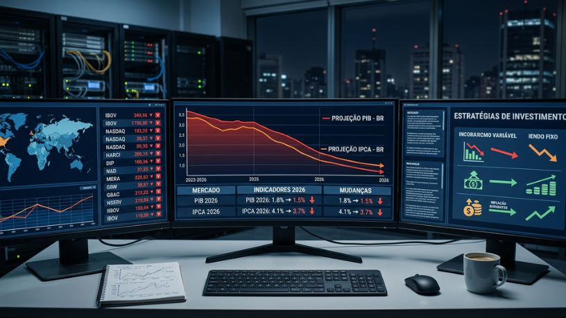 Mercado reduz projeção para o PIB e inflação em 2026: o que muda para os investimentos